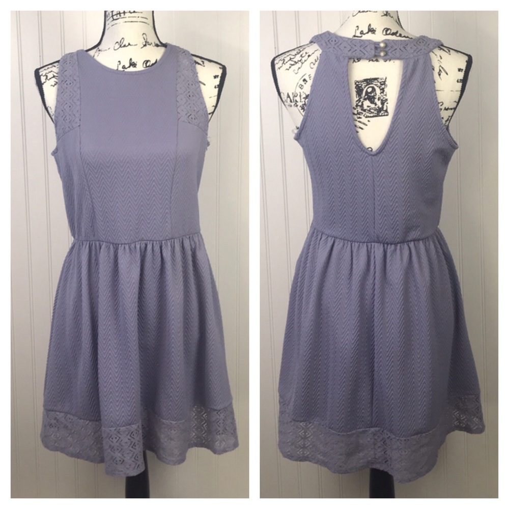 Rewind Purple High Neck/V Hole Back Stretchy Dress
